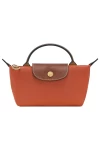 Longchamp Bag Le Pliage Original Pouch with Handle Brick Recycled Canvas Women