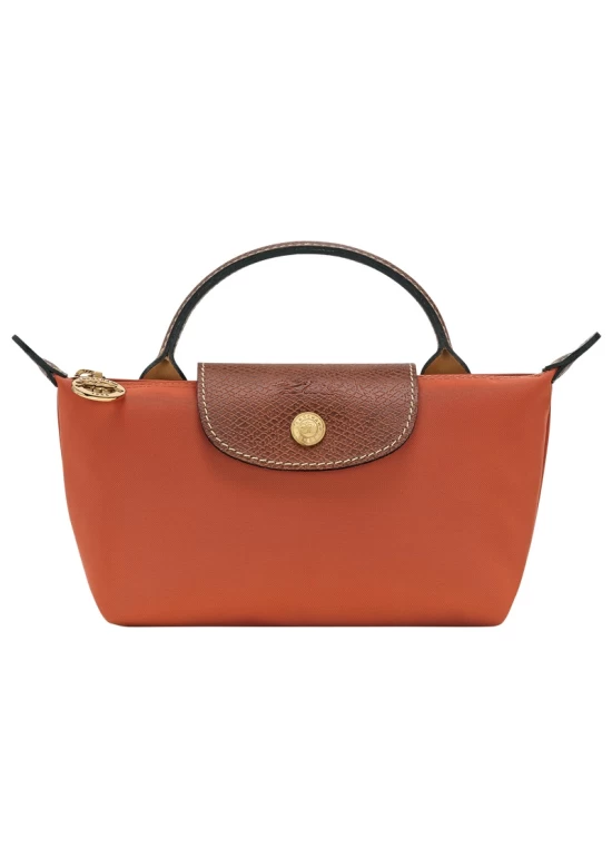 Longchamp Bag Le Pliage Original Pouch with Handle Brick Recycled Canvas Women