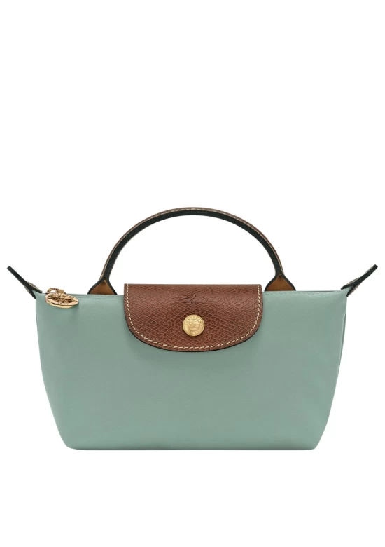 Longchamp Bag Le Pliage Original Pouch with Handle Celadon Recycled Canvas Women
