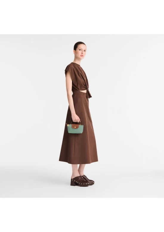 Longchamp Bag Le Pliage Original Pouch with Handle Celadon Recycled Canvas Women