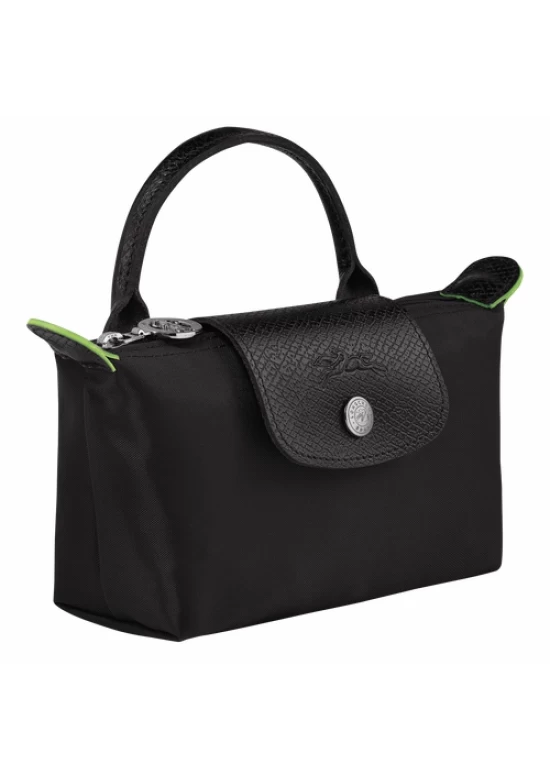 Longchamp Le Pliage Green Pouch with Handle Black Women