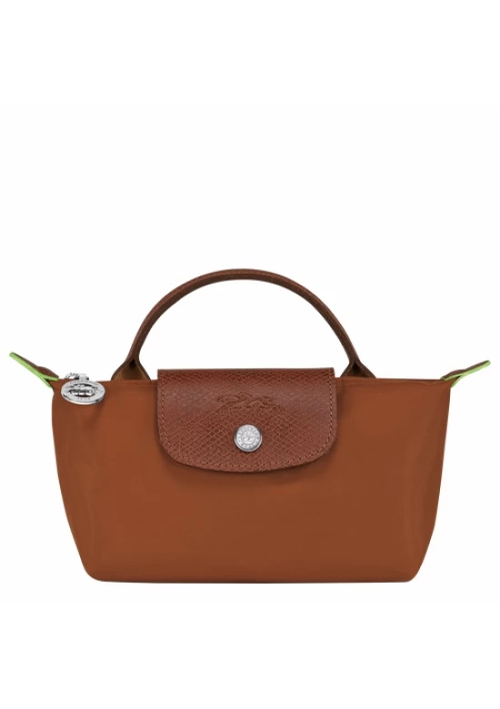 Longchamp Le Pliage Green Pouch with Handle Brown Women