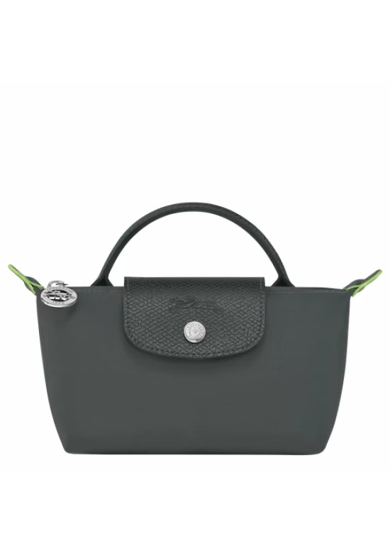 Longchamp Le Pliage Green Pouch with Handle Grey Women