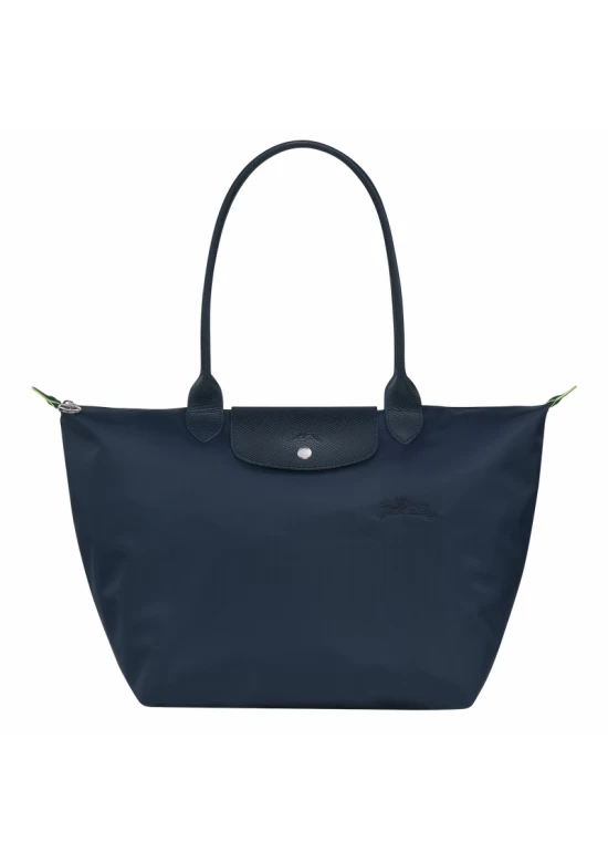 Longchamp Le Pliage Green L Tote Bag Recycled Canvas Navy Women