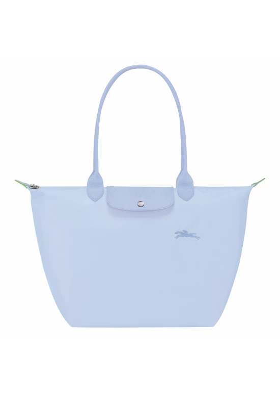 Longchamp Le Pliage Green L Tote Bag Recycled Canvas Sky Blue Women