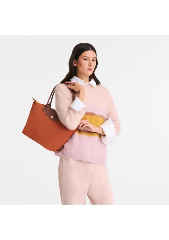 Longchamp Bag Le Pliage Original M Tote Bag Brick Recycled Canvas Women
