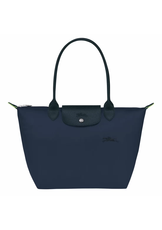 Longchamp Le Pliage Green M Tote Bag Recycled Canvas Navy Women