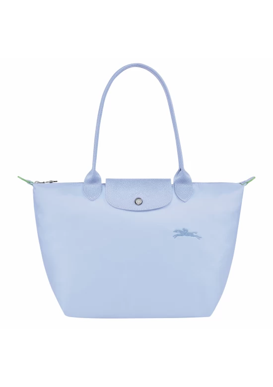 Longchamp Le Pliage Green M Tote Bag Recycled Canvas Sky Blue Women