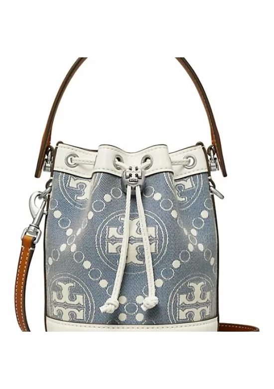 Tory Burch Mini T Monogram Denim Bucket Bag Women