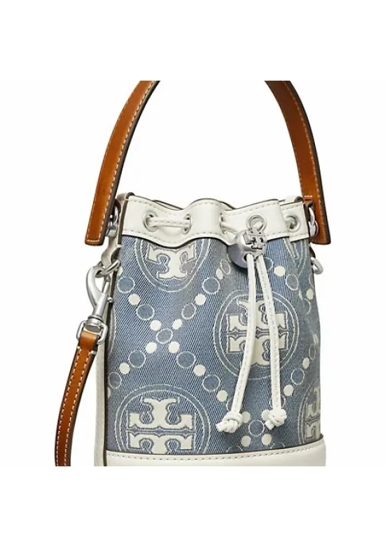 Tory Burch Mini T Monogram Denim Bucket Bag Women