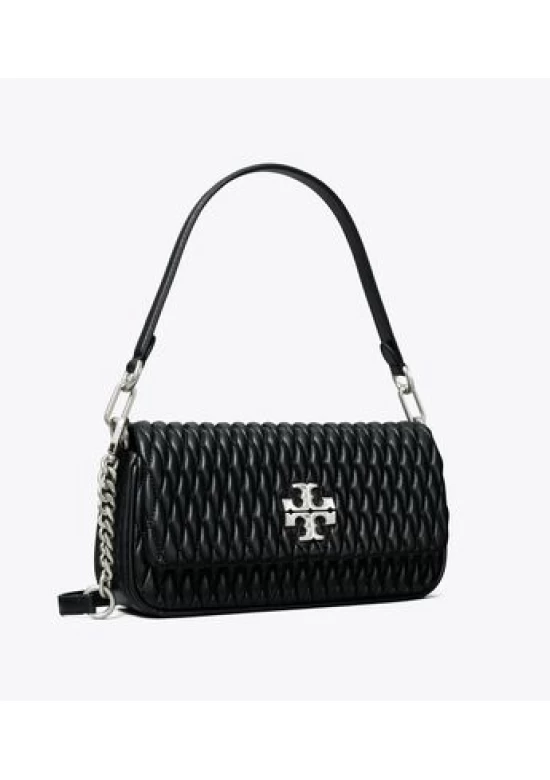 Tory Burch Small Kira Ruched Flap Shoulder Bag Black Women