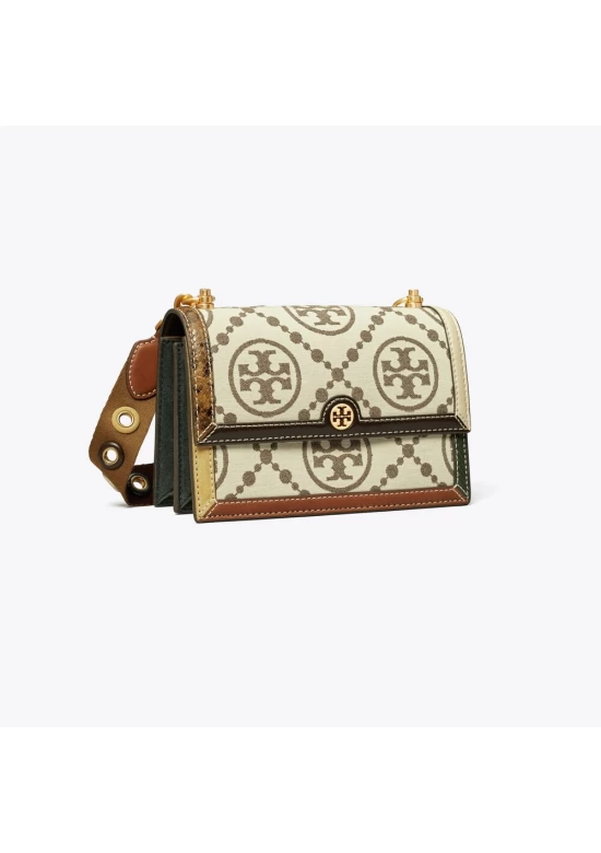 Tory Burch T Monogram Grommet Small Shoulder Bag Ivory Women