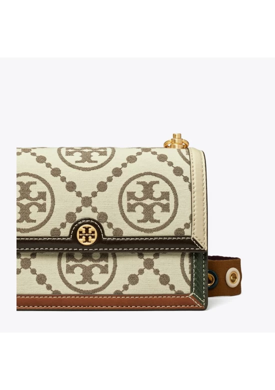 Tory Burch T Monogram Grommet Small Shoulder Bag Ivory Women