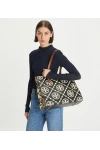 Tory Burch T Monogram Contrast Embossed Tote Black Women