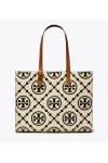 Tory Burch T Monogram Contrast Embossed Tote Black Women