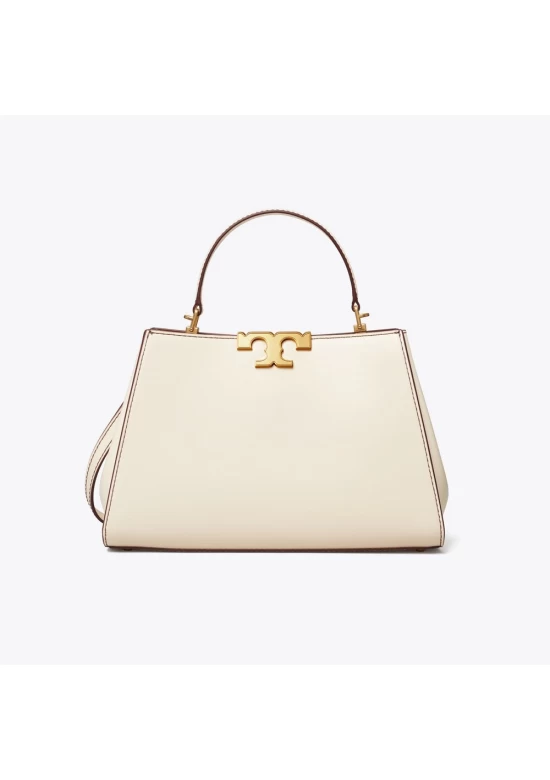 Tory Burch Eleanor Spazzolato Satchel Light Cream Women