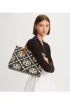 Tory Burch T Monogram Contrast Embossed Small Tote Black Women