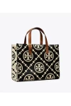 Tory Burch T Monogram Contrast Embossed Small Tote Black Women