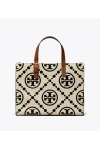 Tory Burch T Monogram Contrast Embossed Small Tote Black Women