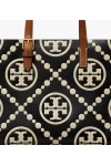 Tory Burch T Monogram Contrast Embossed Small Tote Black Women