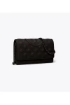 Tory Burch Fleming Matte Chain Wallet Black Women