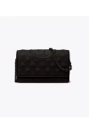 Tory Burch Fleming Matte Chain Wallet Black Women