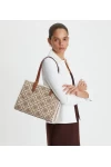 Tory Burch Small T Monogram Tote Hazelnut Women