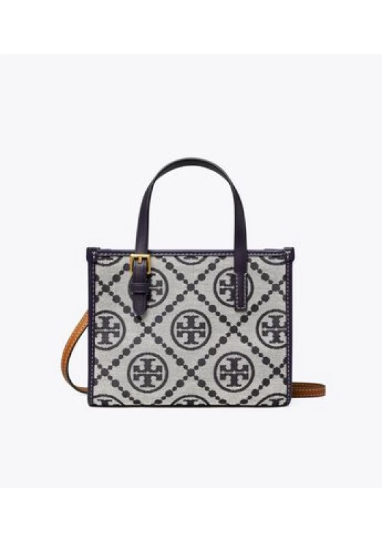 Tory Burch Mini T Monogram Square Tote Tory Navy Women