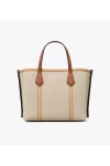 Tory Burch Small Perry Canvas Triple Compartment Tote Natural Women