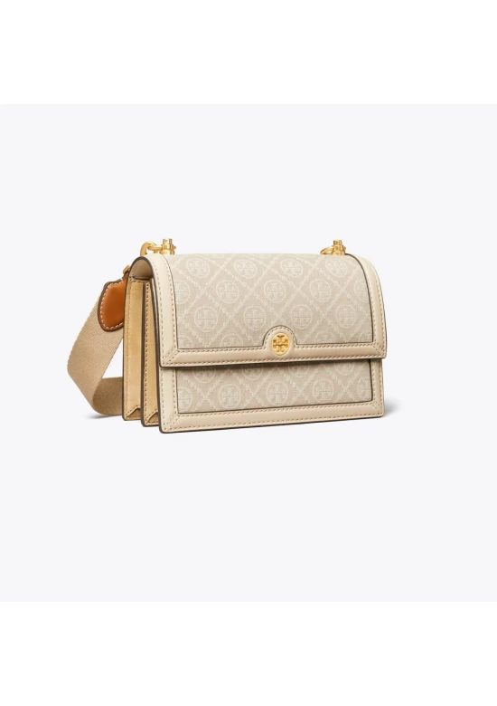 Tory Burch Small T Monogram Shoulder Bag Ivory Women