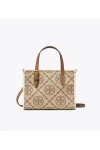 Tory Burch Mini T Monogram Square Tote Hazelnut Women