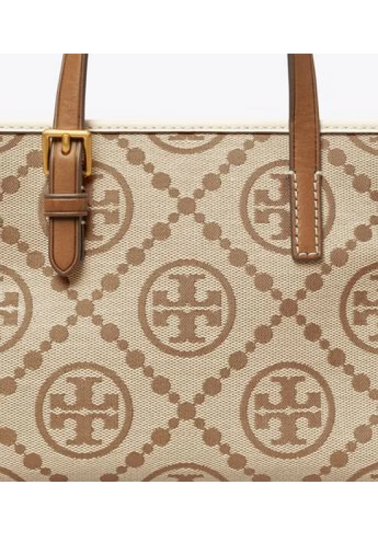 Tory Burch Mini T Monogram Square Tote Hazelnut Women