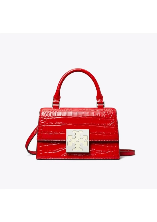 Tory Burch Bon Bon Croc Embossed Mini Top Handle Bag Women