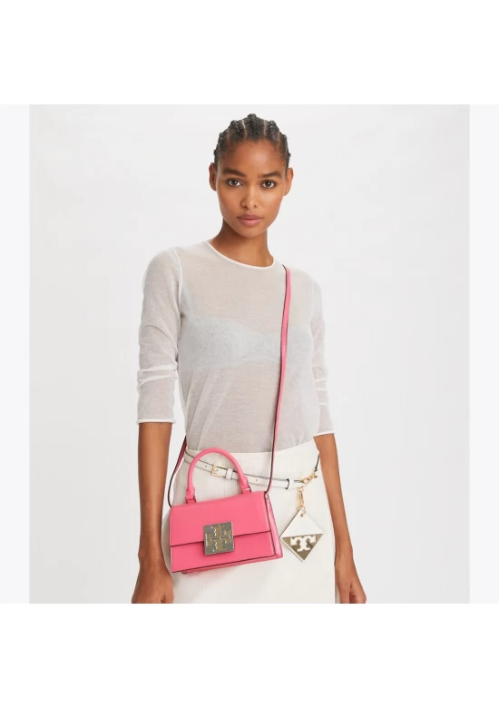 Tory Burch Bon Bon Spazzolato Mini Top Handle Bag Pink Women