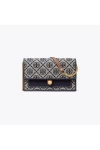 Tory Burch T Monogram Jacquard Chain Wallet Tory Navy Women