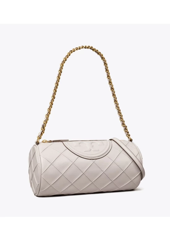 Tory Burch Sac Barrel Fleming and Leather Souple Bay Gray Women