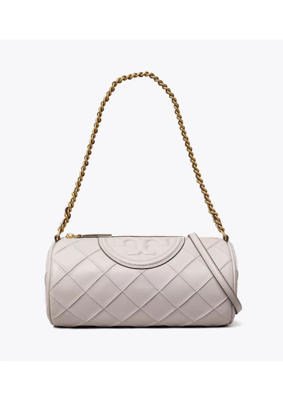 Tory Burch Sac Barrel Fleming and Leather Souple Bay Gray Women