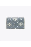 Tory Burch T Monogram Denim Chain Wallet Pearl Blue Women