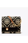 Tory Burch T Monogram Contrast Embossed Chain Wallet Black Women