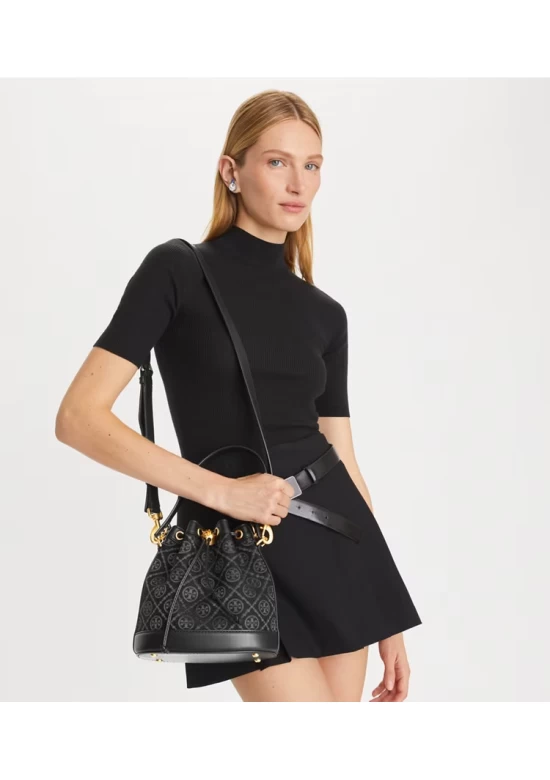 Tory Burch T Monogram Bucket Bag Black Women