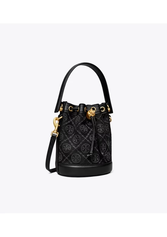 Tory Burch Mini T Monogram Bucket Bag Black Women