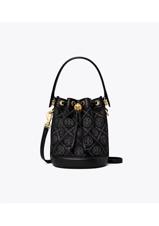 Tory Burch Mini T Monogram Bucket Bag Black Women