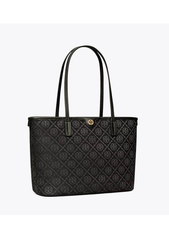 Tory Burch Small T Monogram Zip Tote Black Women