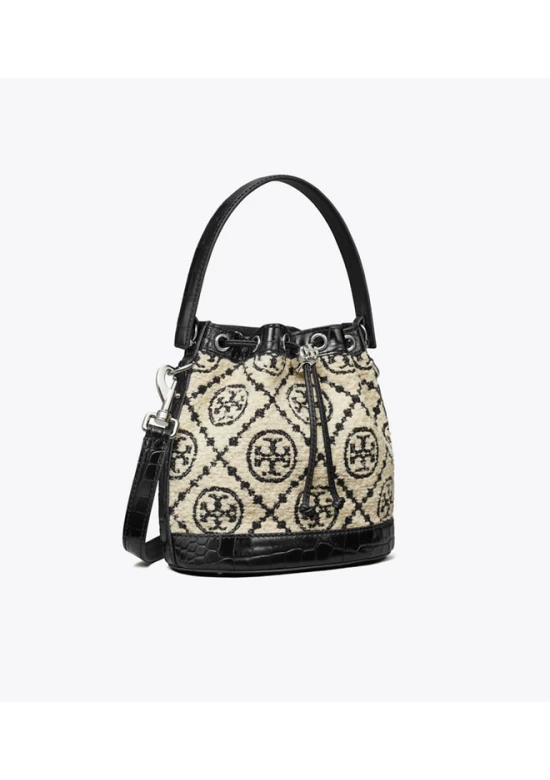 Tory Burch T Monogram Bouclé Bucket Bag Black Women