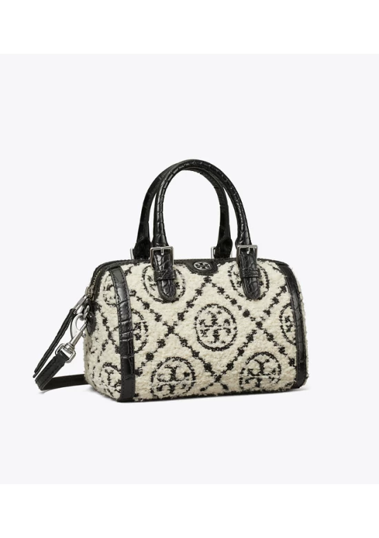 Tory Burch T Monogram Bouclé Mini Barrel Bag Black Women