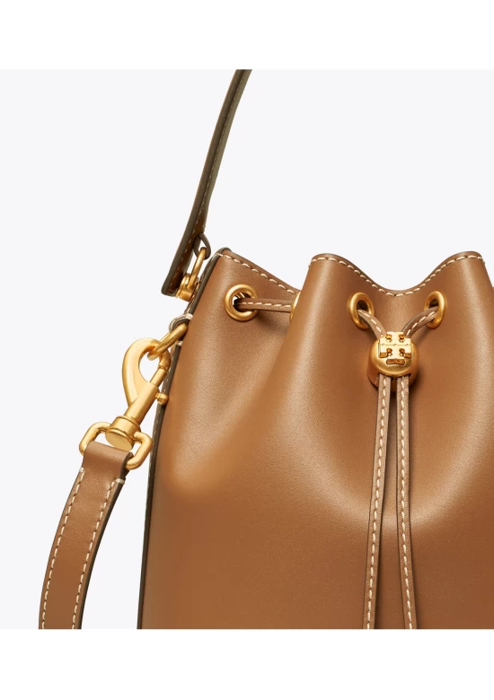 Tory Burch Leather Bucket Bag Moose Brown Women