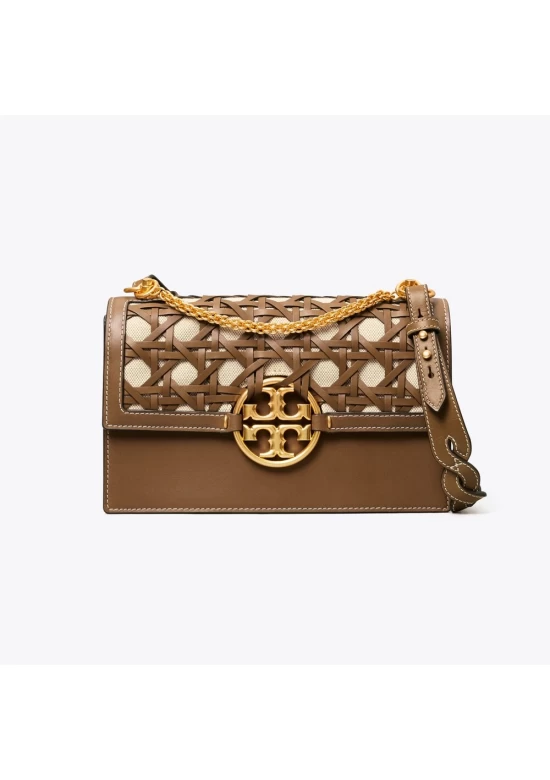 Tory Burch Miller Basket Weave Shoulder Bag Moose Women