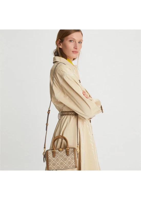 Tory Burch Mini T Monogram Barrel Bag Hazelnut Women