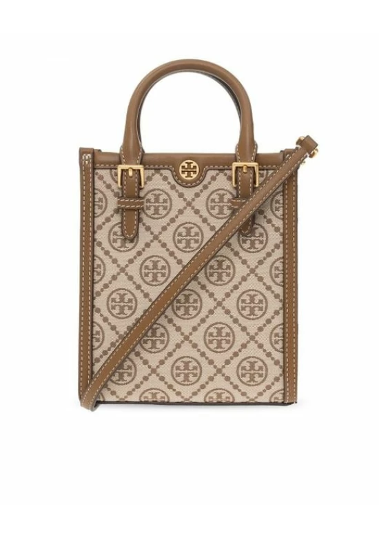 Tory Burch Mini T Monogram Tote Khaki Women