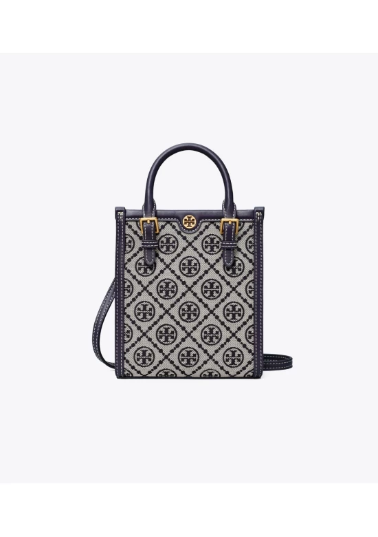 Tory Burch Mini T Monogram Tote Navy Women